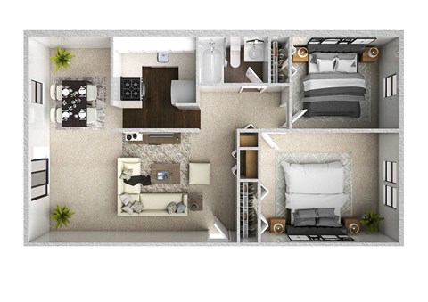 Two Bedroom  One Bathroom Floor Plan. at Wilkins Glen, Medfield, MA